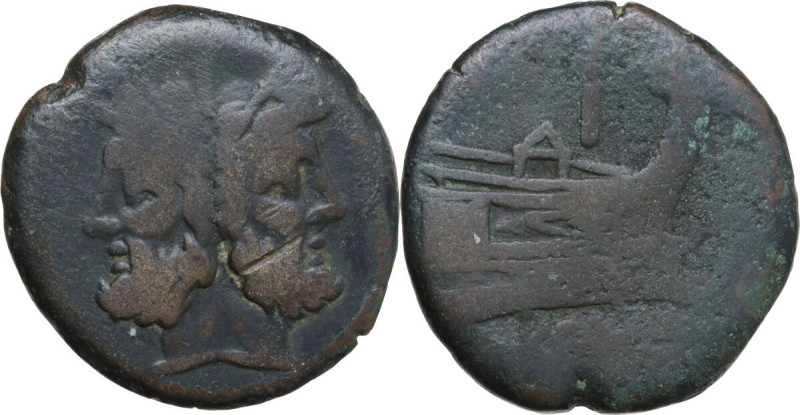Anonymous Sextantal series. AE As, after 211 BC. Obv. Laureate head of Janus; ab...