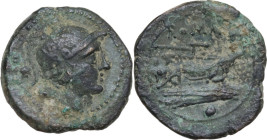 Anonymous Sextantal series. AE Uncia, after 211 BC. Obv. Head of Roma right, wearing Attic helmet; behind, pellet. Rev. Prow right; above, ROMA; below...
