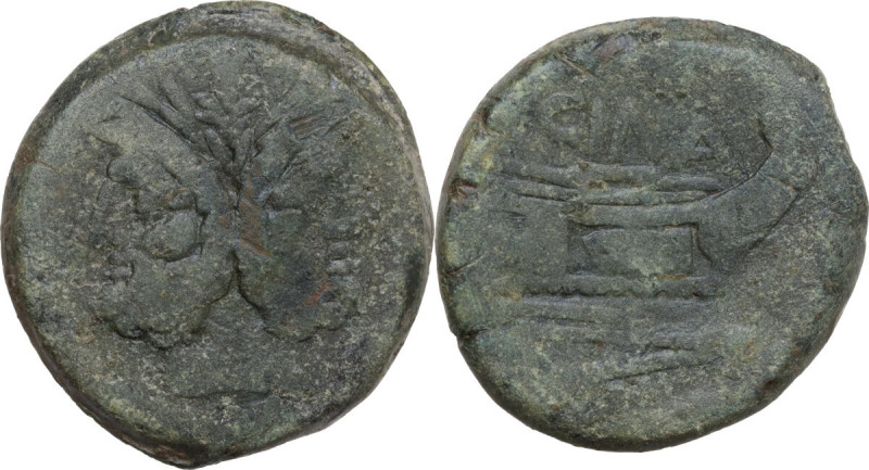 L. Cornelius Cinna. AE As, Rome mint, 169-158 BC. Obv. Laureate head of Janus. R...