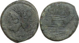 L. Cornelius Cinna. AE As, Rome mint, 169-158 BC. Obv. Laureate head of Janus. Rev. Prow right; above, CINA; below, ROMA. Cr. 178/1. AE. 27.92 g. 33.0...