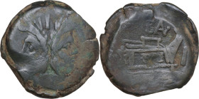 BAL series. AE As, Central Italy c. 168-158 BC. Obv. Laureate head of Janus; above, I. Rev. Prow right; above BAL; before, mark of value; below, ROMA....