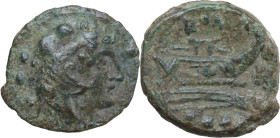 Star (second) series. AE Quadrans, Rome mint, 169-158 BC. Obv. Head of Hercules right, wearing lion's skin. Rev. Prow right; to right, star. Cr. 196/4...