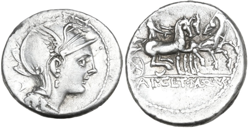 Appius Claudius Pulcher, T. Manlius Mancinus and Q. Urbinius. AR Denarius, 111 o...