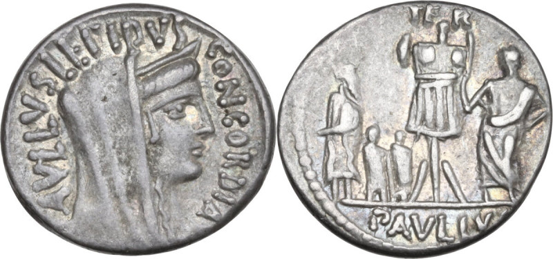 L. Aemilius Lepidus Paullus. AR Denarius, 62 BC. Obv. PAVLLVS·LEPIDVS-CONCORDIA....