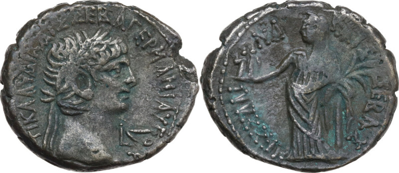 Claudius (41-54) with Messalina, his third wife (died 48 AD). BI Tetradrachm, Al...