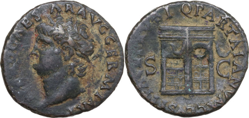 Nero (54-68). AE As, Rome mint, 62-68. Obv. NERO CAESAR AVG GERM IMP. Laureate h...