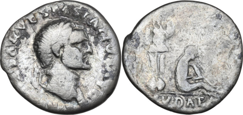 Vespasian (69-79). AR Denarius, 69-70. Obv. IMP CAESAR VESPASIANVS AVG. Laureate...