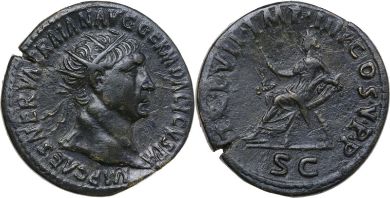 Trajan (98-117). AE Sestertius, 103 AD. Obv. IMP CAES NERVA TRAIAN AVG GERM DACI...