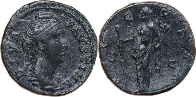 Diva Faustina I (after 141 AD). AE Sestertius. Rome, c. 146-161. Obv. DIVA FAVST...