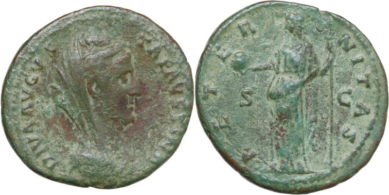 Diva Faustina I (after 141 AD). AE As, Rome mint, 141 AD. Obv. DIVA AVGVSTA FAVS...