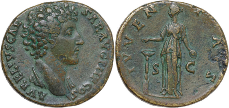 Marcus Aurelius as Caesar (139-161). AE Sestertius, 140-144. Obv. AVRELIVS CAESA...