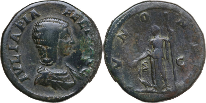 Julia Domna (died 217 AD). AE Sestertius, Rome mint, 211-217. Obv. IVLIA PIA FEL...