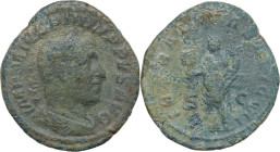 Philip I (244-249). AE Sestertius, Rome mint, 244-249. Obv. IMP M IVL PHILIPPVS AVG. Laureate, draped and cuirassed bust right. Rev. LIBERALITAS AVGG ...