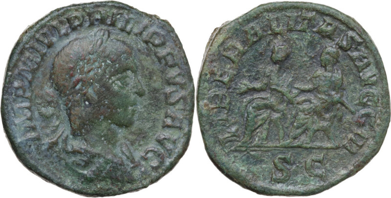 Philip II (244-249). AE Sestertius, Rome mint, 246-249. Obv. IMP M IVL PHILIPPVS...