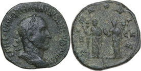 Trajan Decius (249-251). AE Sestertius, Rome mint, 249-251. Obv. IMP C M Q TRAIANVS DECIVS AVG. Laureate and cuirassed bust right. Rev. PANNONIAE S C....