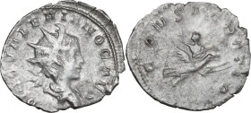 Valerian II as Caesar (253-255). AR Antoninianus, Lugdunum mint, 257-258. Obv. DIVO VALERIANO CAES. Radiate and draped bust right. Rev. CONSACRATIO. E...