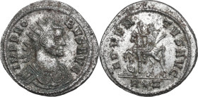 Probus (276-282). BI Antoninianus, Rome mint, 281 AD. Obv. IMP PROBVS AVG. Radiate, cuirassed and mantled bust right. Rev. ADVENTVS AVG. Emperor ridin...