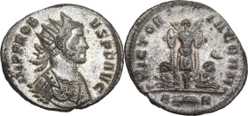 Probus (276-282). BI Antoninianus, Rome mint, 276-282. Obv. IMP PROBVS P F AVG. Radiate and cuirassed bust right. Rev. VICTORIA GERM. Trophy between t...