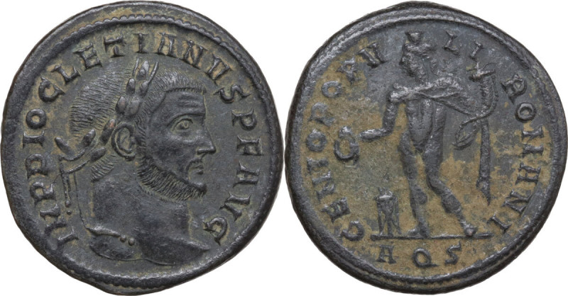 Diocletian (284-305). AE Follis, Aquileia mint, 299 AD. Obv. IMP DIOCLETIANVS P ...