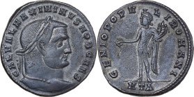 Maximinus II Daia as Caesar (305-308). AE Follis, Heraclea mint, 305-306. Obv. GAL VAL MAXIMINVS NOB CAES. Laureate head right. Rev. GENIO POPV-L-I RO...