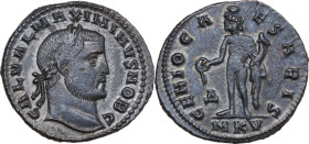 Maximinus II Daia (309-313). AE Follis, Cyzicus mint, 308-309. Obv. GAL VAL MAXIMINVS NOB C. Laureate head right. Rev. GENIO CA-ESARIS. Genius, wearin...