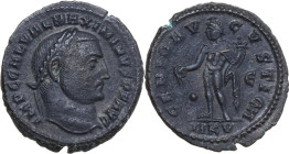 Maximinus II Daia (309-313). AE Follis, Cyzicus mint, 311 AD. Obv. IMP C GAL VAL MAXIMINVS PF AVG. Laureate head right. Rev. GENIO AVGVSTI CMH (ligate...