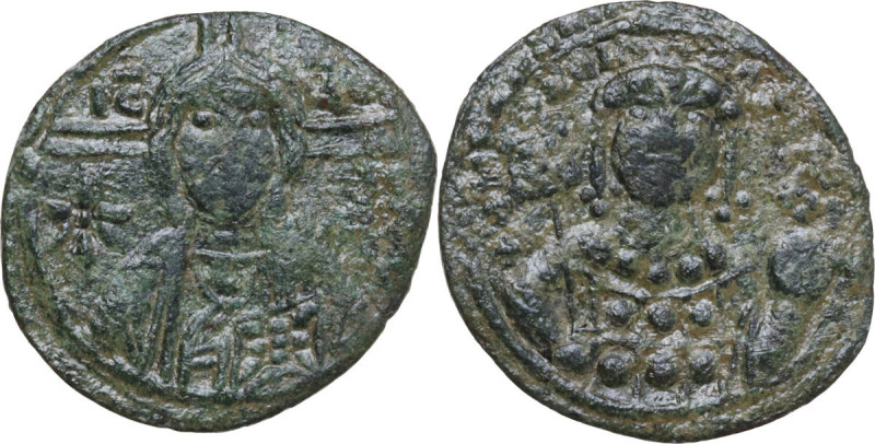 Michael VII Ducas (1071-1078). AE Half follis, Constantinople mint. Obv. Cross-n...