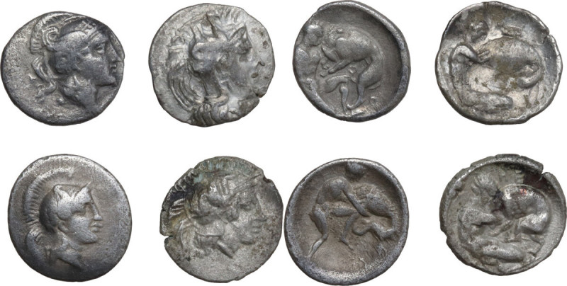Greek Italy. Lot of 4 unclassified AR Diobol of Tarentum. AR. About VF.