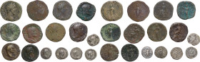 Roman Republic and Empire. Multiple lot of fifteen (15) AE and AR unclassified Roman Imperial coins.