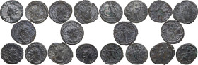 The Roman Empire. Lot of ten (10) BI Antoniniani of Postumus, Gallienus and Sallonina. AR. VF:About VF.