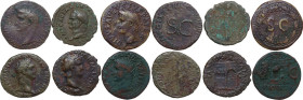 The Roman Empire. Lot of six (6) unclassified AE denominations; including: Vespasian, Domitian, Nero and Divus Augustus. AE. About VF:Good F.