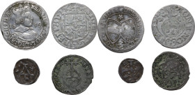 Medieval and early modern. Lot of four (4) unclassified AR denominations of the Holy Roman Empire and Poland; including: Archduke Ferdinand Charles, S...