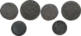 World Coins. Lot of three (3) unclassified BI denominations of the 17th and 18th century; including: Leopold I, Duke of Lorraine; Jean-Theodore of Bav...