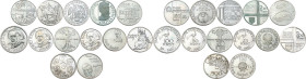 World Coins. Lot of thirteen (13) AR commemorative coins of Hungary (12) and Belgium (1). AR.