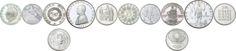 World Coins. Lot of six (6) AR commemorative coins; including: Austria, Italy, M...