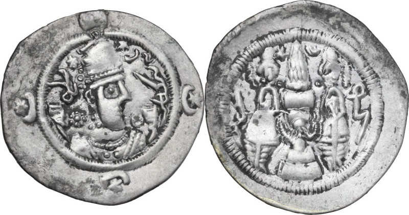 Arab-sasanian(?). AR Drachm. AR. 3.22 g. 29.00 mm.