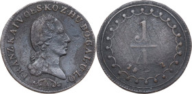 Austria. Franz II/I (1792-1805-1835). AE 1/4 Kreuzer, Vienna mint, 1812 A. KM 2106; Frühwald 545. AE. 0.94 g. 18.50 mm.