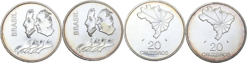 Brazil. Lot of two (2) AR 20 Cruzeiros, 1972. KM 583. AR. About FDC. For 150 Yea...