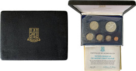 British Virgin Island. Elizabeth II (1952-2022). 1974 British Virgin Islands Proof Set, Franklin Mint; 1 Dollar in silver; 50, 25, 20, 5 Cents in Cupr...