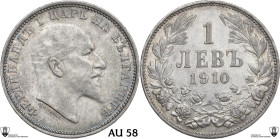 Bulgaria. Ferdinand I (1887-1918). AR Lev 1910. KM 28. AR. 5.00 g. 23.00 mm. Encapsulated by Classical Coin Grading AU 58.