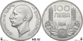 Bulgaria. Boris III (1918-1943). AR 100 leva 1934, London mint. KM 45. AR. 20.00 g. 34.00 mm. Encapsulated by Classical Coin Grading MS 61.