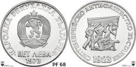 Bulgaria. People's Republic (1946-1990). AR 5 Leva 1973. KM 83. AR. 20.54 g. 36.00 mm. Anti Fascist Uprising. Encapsulated by Classical Coin Grading P...