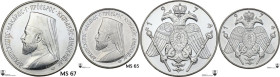Cyprus. Republic (1960- ). Lot of two (2) coins: AR 6 Pounds 1974 and 3 Pounds 1974. KM M6 and M8. AR. Archbishop Makarios. Encapsulated Classical Coi...