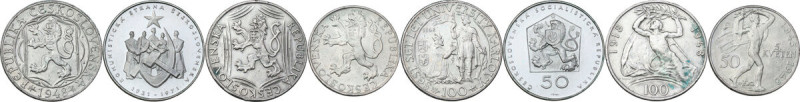 Czechoslovakia. Lot of four (4) AR commemorative coins, dated 1948 and 1971. AR.