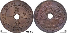 French Indochina. Third republic (1870-1940). AE Cent 1897. KM 8. AE. 7.41 g. 28.00 mm. Encapsulated by Classical Coin Grading MS 60.