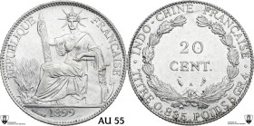 French Indochina. Third republic (1870-1940). AR 20 Centimes 1899 A, Paris mint. KM 10. AR. 5.39 g. 26.00 mm. Encapsulated by Classical Coin Grading A...