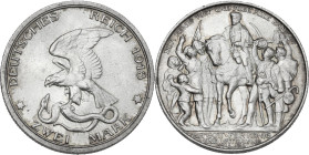 Germany. Wilhelm II (1888-1918). AR 2 Mark, Berlin mint, 1913A. Commemorative issue for the 100 year anniversary of the Battle of Leipzig 1813. KM 532...