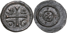 Hungary. Bela II (1131-1141). AR Denar. Huszár 99; ÉH 52. AR. 0.33 g. 13.50 mm. Toned. Good VF.