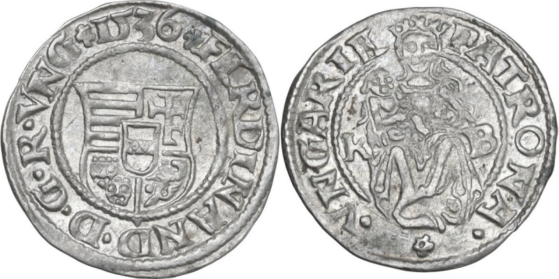 Hungary. Ferdinand I (1526-1564). AR Denar, 1536 K-B, Kremnitz mint. Huszár 936....