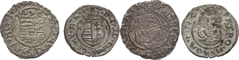 Hungary. Lot of two (2) AR Denars, Kremnitz mint; including: Maximilian (1576) a...